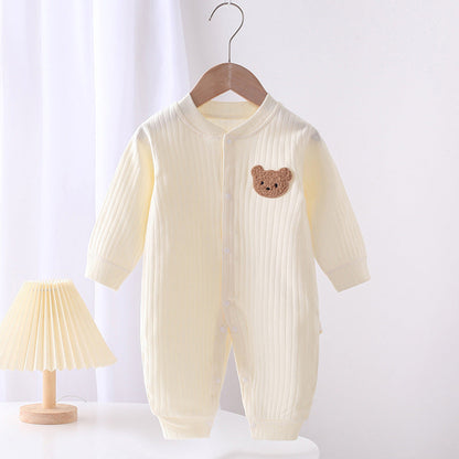 Infant Spring And Autumn Long Sleeve Jumpsuit - Long Sleeve Fun in Striped Bear Jumpsuits Galore