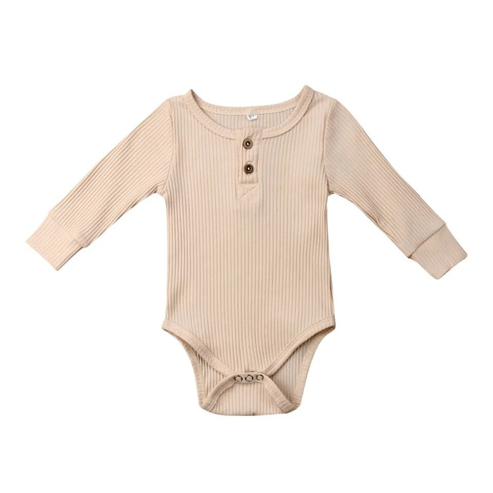 Infant Sunken Stripe Cotton Long Sleeve Triangle Rompers - Infant Sunken Stripe Long Sleeve Romper for Trendy Tots