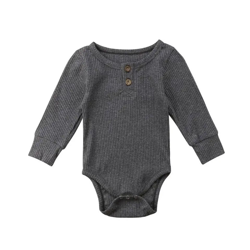 Infant Sunken Stripe Cotton Long Sleeve Triangle Rompers - Infant Sunken Stripe Long Sleeve Romper for Trendy Tots