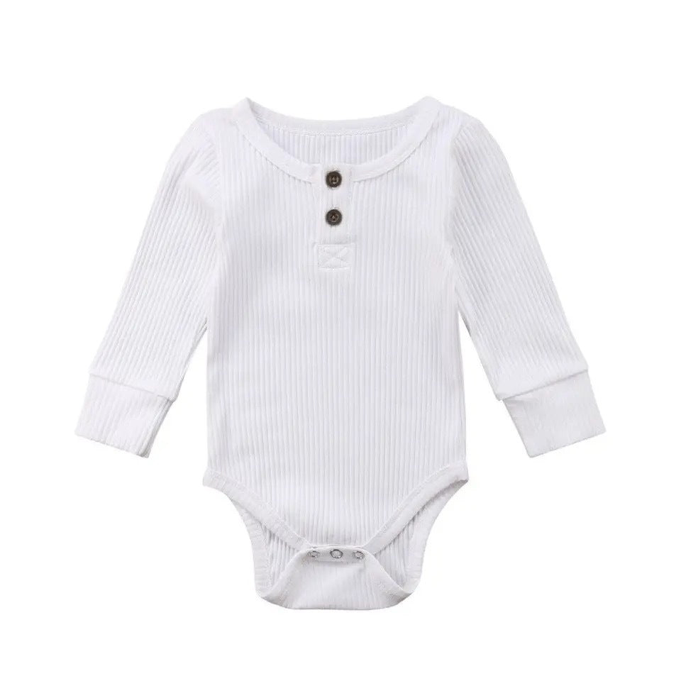 Infant Sunken Stripe Cotton Long Sleeve Triangle Rompers - Infant Sunken Stripe Long Sleeve Romper for Trendy Tots