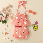 Infant Sunken Stripe Suspender Skirt Shorts Headscarf Three-piece Set - Cute Infant Stripes for Tiny Trendsetters