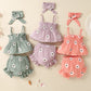 Infant Sunken Stripe Suspender Skirt Shorts Headscarf Three-piece Set - Cute Infant Stripes for Tiny Trendsetters