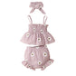 Infant Sunken Stripe Suspender Skirt Shorts Headscarf Three-piece Set - Cute Infant Stripes for Tiny Trendsetters