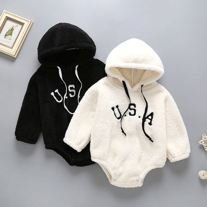 Infant Toddler Cute Plush One-piece Sweater Baby Autumn And Winter Romper Romper - Tiny Fashionista in a Cozy Cuddle