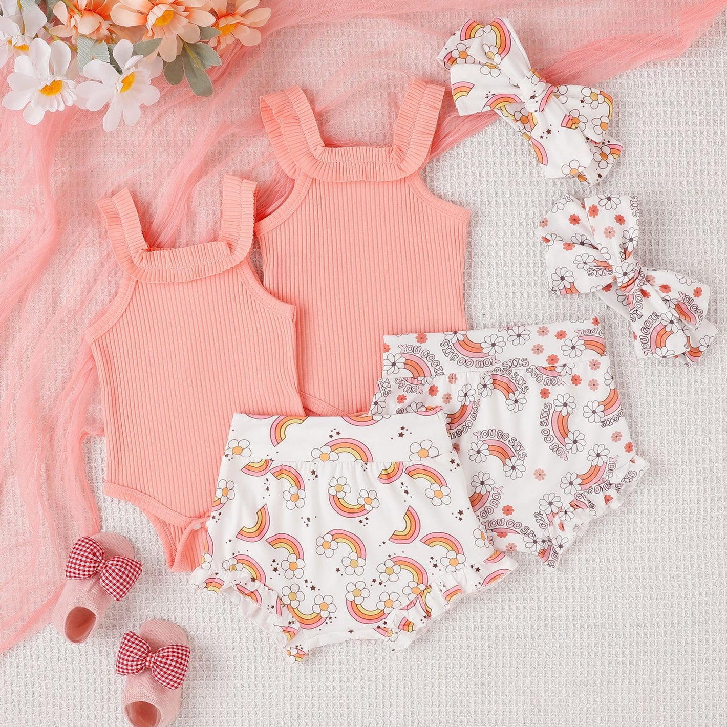 Rainbow Pants Shorts for Girls Cotton Fabric in United States Sizes 70-100cm - Romper Tiny Trendsetters united states