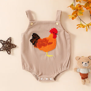 Infant Toddler Streamline Cotton Cock Towel Embroidery Sling Romper - Tiny Tots in Style with Our Silly Sling Romper