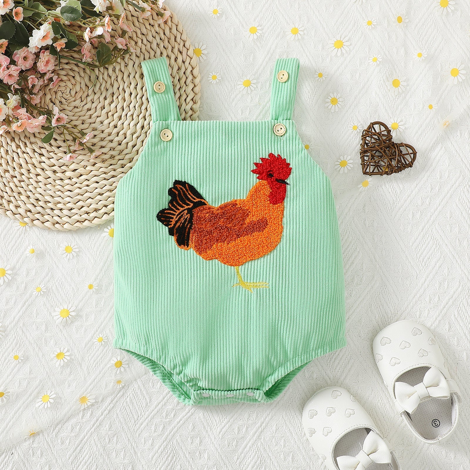 Infant Toddler Streamline Cotton Cock Towel Embroidery Sling Romper - Tiny Tots in Style with Our Silly Sling Romper