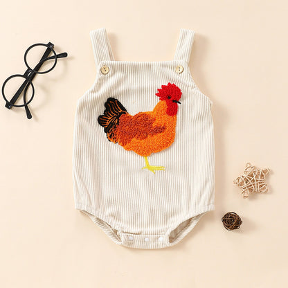 Infant Toddler Streamline Cotton Cock Towel Embroidery Sling Romper - Tiny Tots in Style with Our Silly Sling Romper