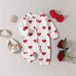 Infants And Toddlers One-piece Climbing Suit Valentine’s Day Love Printed Clothes Headband Two-piece Set - Infants