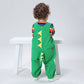 Infants Baby Striped T-shirt With Three-dimensional Green Dinosaur Suspender Pants Cute Playful Outwear - Dino-Mite