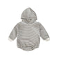 Infants Pinstripe Hooded Sweater Romper Jumpsuit - Stylish Baby Ninja in Pinstripes Romper Jumpsuit