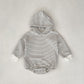 Infants Pinstripe Hooded Sweater Romper Jumpsuit - Stylish Baby Ninja in Pinstripes Romper Jumpsuit