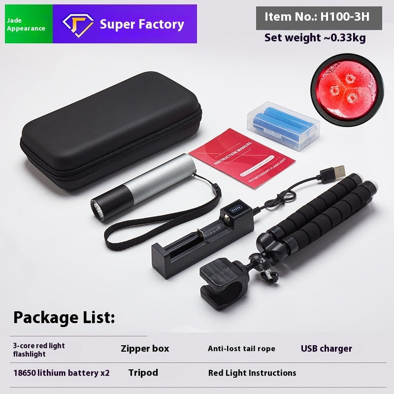 Infrared Flashlight with 3-Core Red Light for Physiotherapy Therapy - red light physiotherapy lamp infrared flashlight