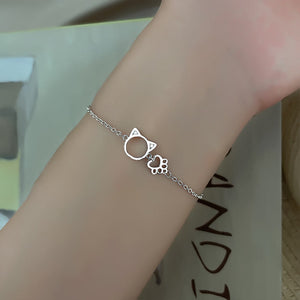 Inlaid Zircon Cute Hollow Cat Bracelet - Inlaid Zircon Cute Hollow Cat Bracelet for Women