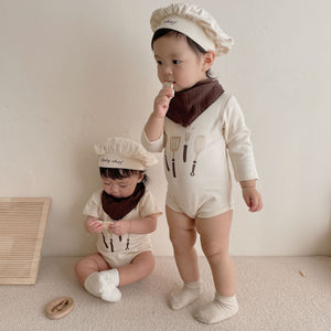 Ins Baby Chef Romper Short Sleeve Unisex Cotton Uniform for United States - Sizzle in Style with Long ins baby chef
