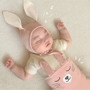 Color Matching Rabbit Romper for Babies in Pink and Apricot US CHF - Bunny Baby’s Adventure united states chf color