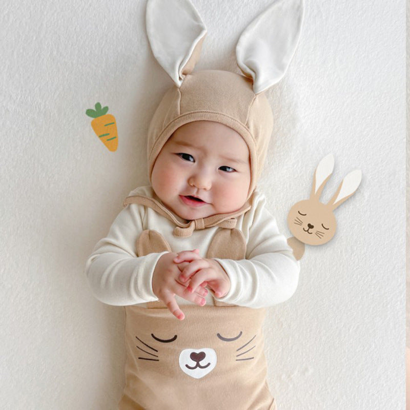 Color Matching Rabbit Romper for Babies in Pink and Apricot US CHF - Bunny Baby’s Adventure united states chf color