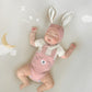 Color Matching Rabbit Romper for Babies in Pink and Apricot US CHF - Bunny Baby’s Adventure united states chf color
