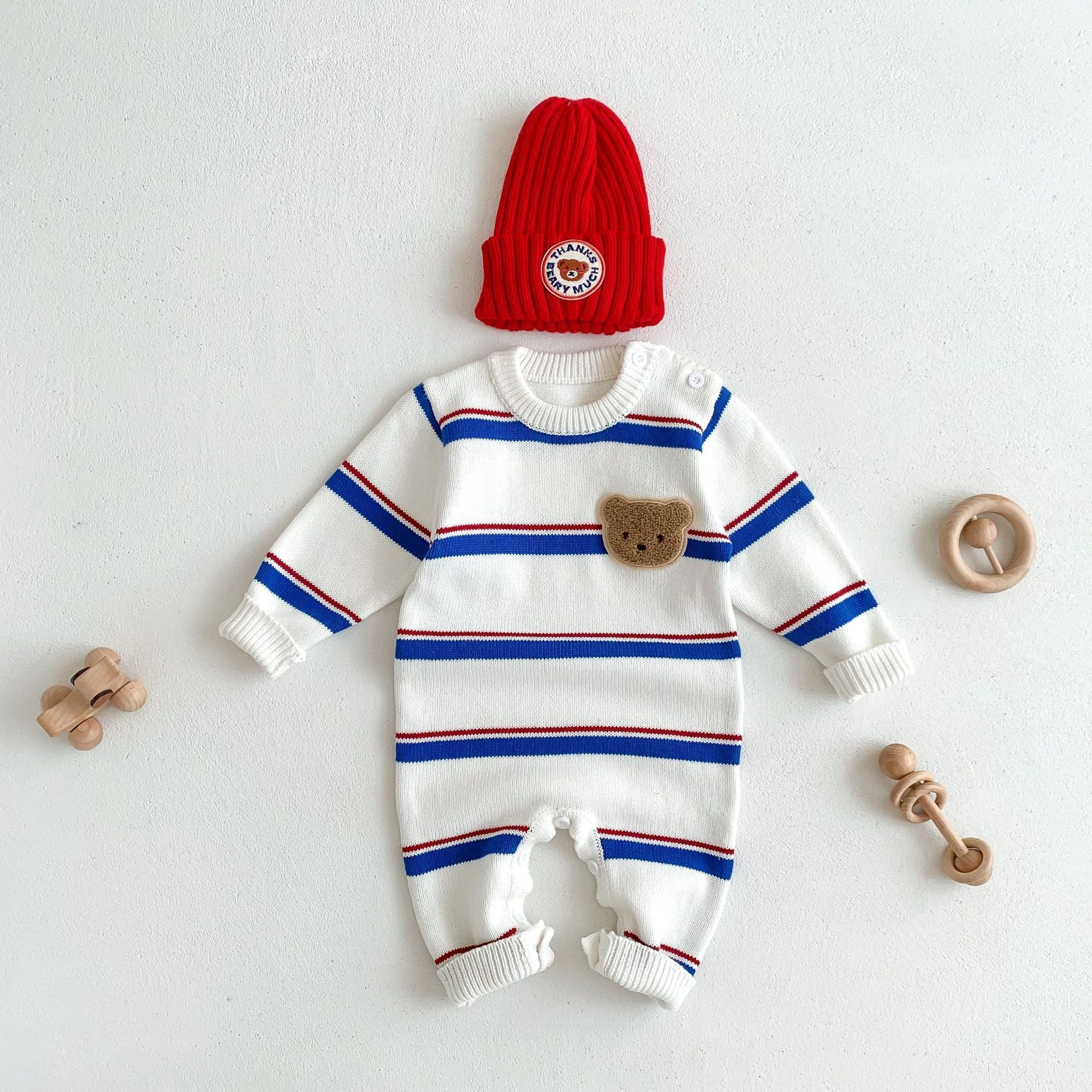 INS Korean Striped Baby Spring Knitted Jumpsuit Romper - Korean Striped Baby Romper for Mini Fashionistas