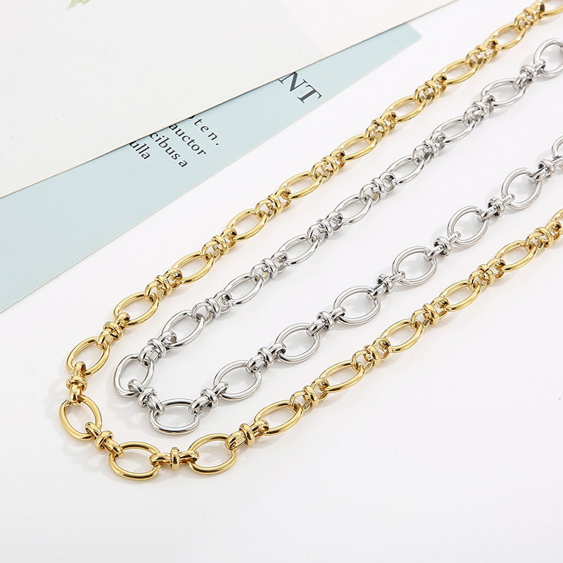 Titanium Steel Necklace Pendants with Electroplating and Geometric Design - Ins Simple 18K Gold Ornament steel necklace