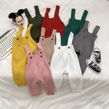 Ins Style Baby Autumn Clothing Knitted Bib Jumpsuit - Knitted Bib Jumpsuit for Tiny Fashion Icons