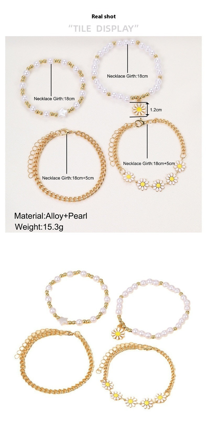 Ins Style Small Golden Beads Pearl Bracelet 4-piece Set - Ins Style Small Golden Beads Pearl Bracelet Set