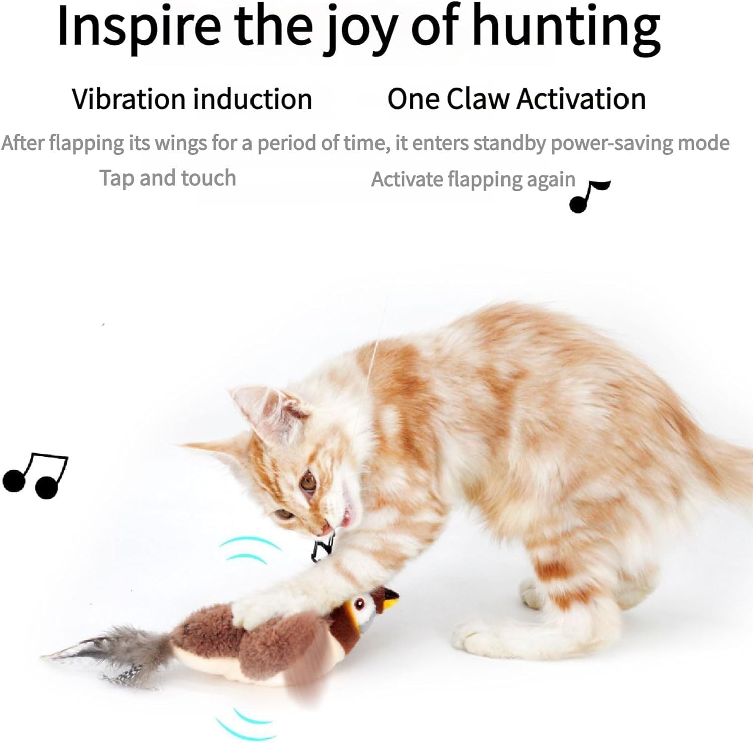 Interactive Bird Cat Toy with Realistic Feather Tail for Active Play - Teleplus bird cat toy chirping flapping