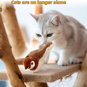 Interactive Bird Cat Toy with Realistic Feather Tail for Active Play - Teleplus bird cat toy chirping flapping