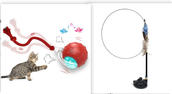 Interactive Cat Teasing Ball Toy for High Energy Cats Carpet Friendly - Teleplus cat teasing ball funny