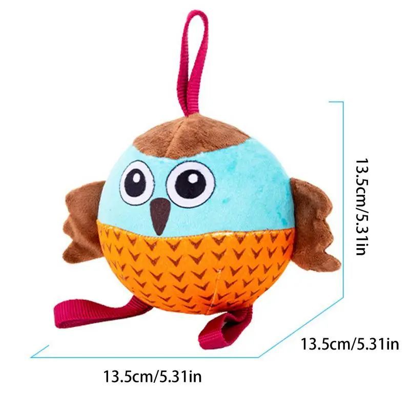 Interactive Owl Ball Toy Velvet Rubber Pet Play for Cats and Dogs - Teleplus