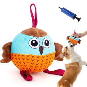 Interactive Owl Ball Toy Velvet Rubber Pet Play for Cats and Dogs - Teleplus
