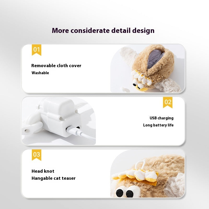 Interactive Plush Cat Toy with Catnip USB Rechargeable for Indoor Cats - Teleplus