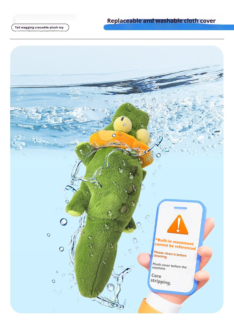 Interactive Plush Crocodile Swimming Ring Toy for Dogs and Cats - Pets