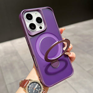 iPhone 16 Pro Skin Feeling Magnetic Rotating Bracket with Anti-Fall TPU PC - Teleplus IPhone iphone16pro skin feeling