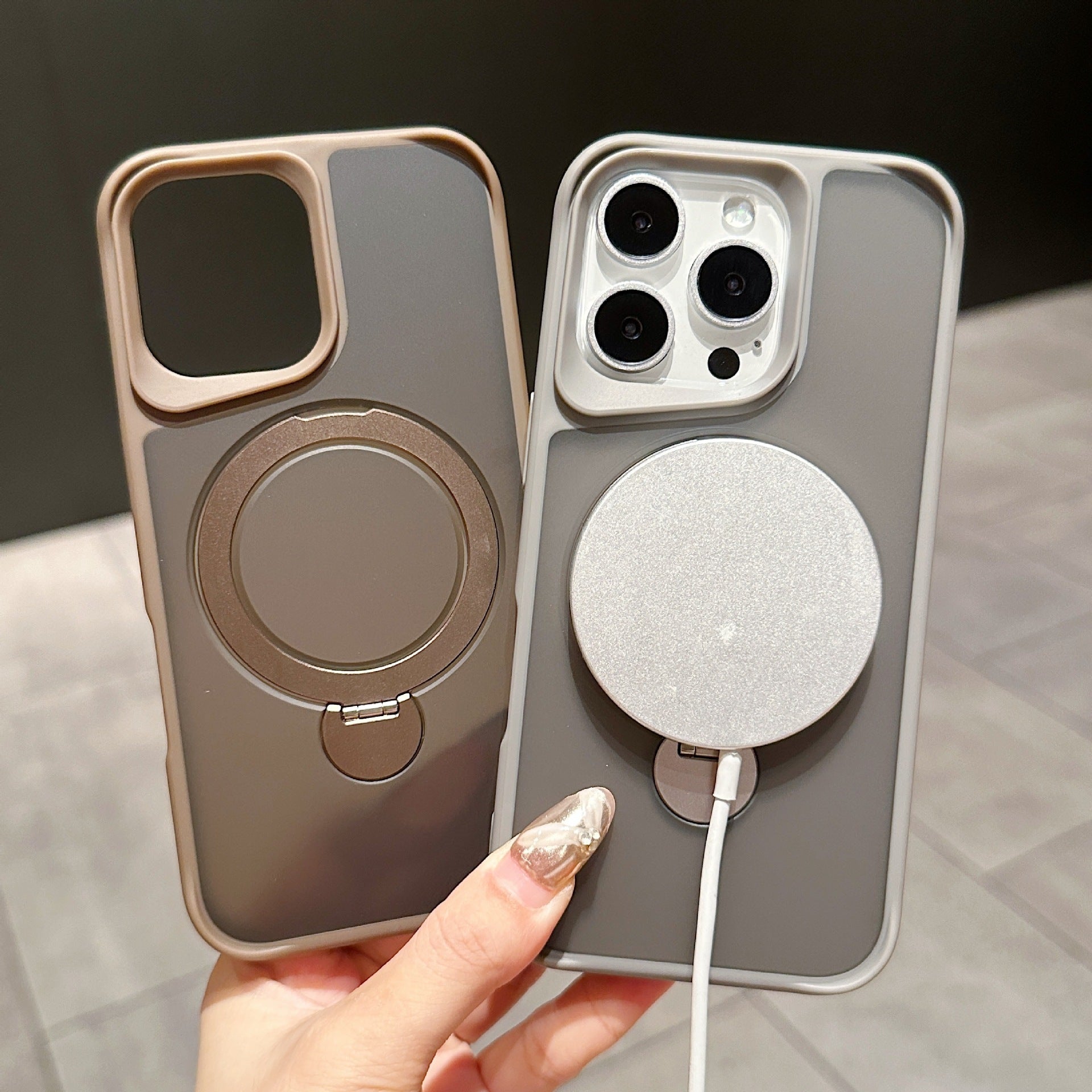 iPhone 16 Pro Skin Feeling Magnetic Rotating Bracket with Anti-Fall TPU PC - Teleplus IPhone iphone16pro skin feeling