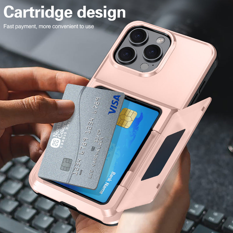 iPhone Shockproof Card Holder Case TPU PC Protective Cover Multiple Colors - Teleplus