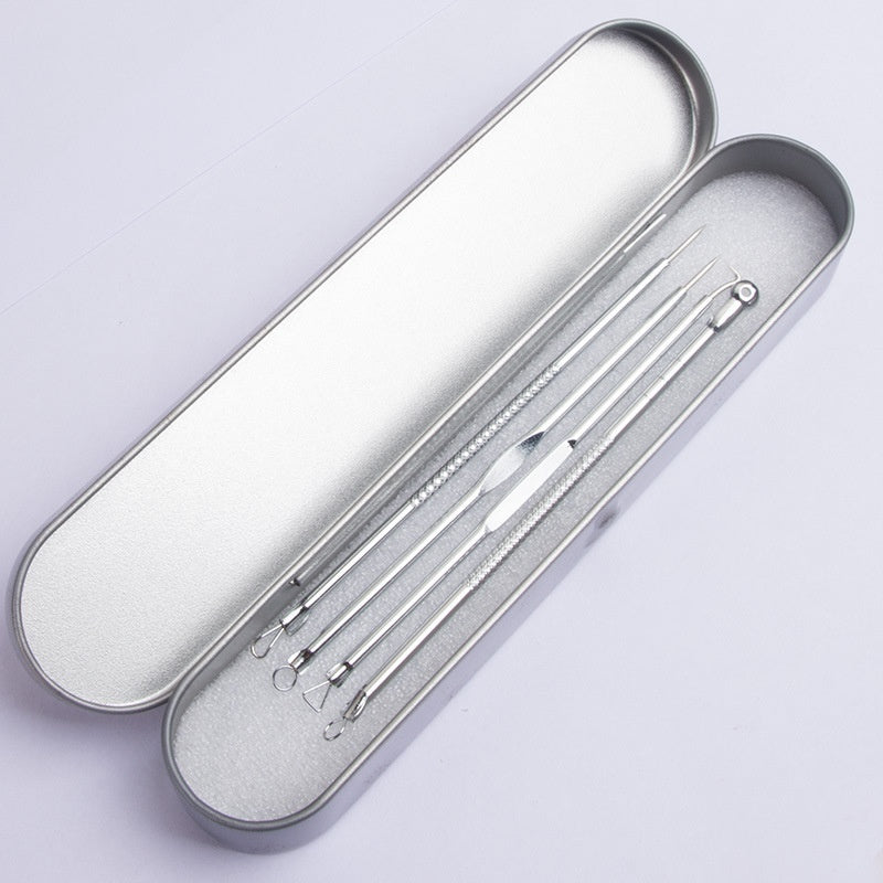 Stainless Steel Acne Needle Suit with Iron Box for Skin Care and Pimple Treatment - Tackle Pimples Tools iron box