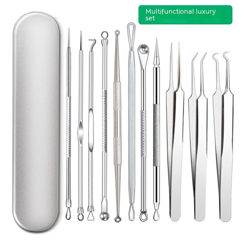 Stainless Steel Acne Needle Suit with Iron Box for Skin Care and Pimple Treatment - Tackle Pimples Tools iron box