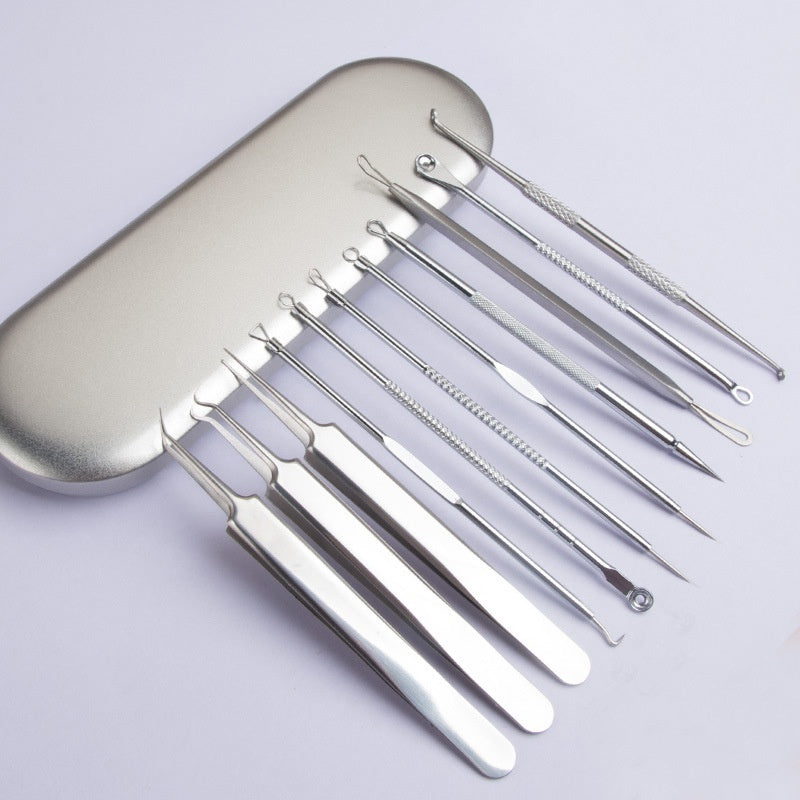 Stainless Steel Acne Needle Suit with Iron Box for Skin Care and Pimple Treatment - Tackle Pimples Tools iron box