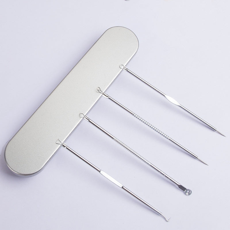 Stainless Steel Acne Needle Suit with Iron Box for Skin Care and Pimple Treatment - Tackle Pimples Tools iron box