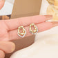 Irregular Twisted Ring Two-tone Shaped Temperament Affordable Luxury Fashion Earrings - Twisted Ring Earrings