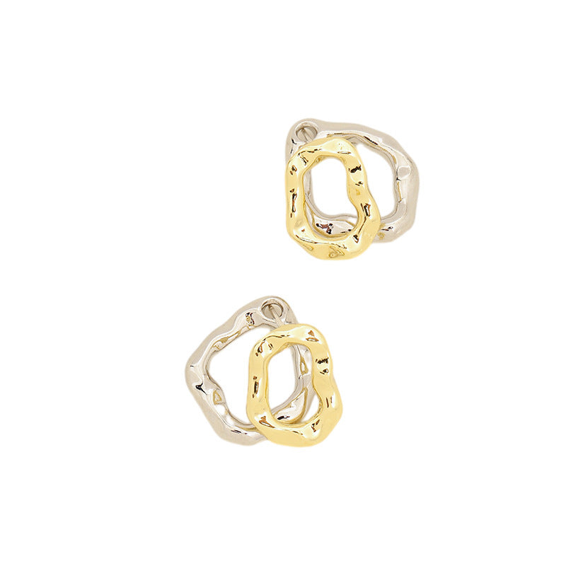 Irregular Twisted Ring Two-tone Shaped Temperament Affordable Luxury Fashion Earrings - Twisted Ring Earrings