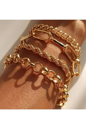 Italian Chain Bracelet Set Layered Stackable Gold Bracelets for Women - bracelet set italian chain