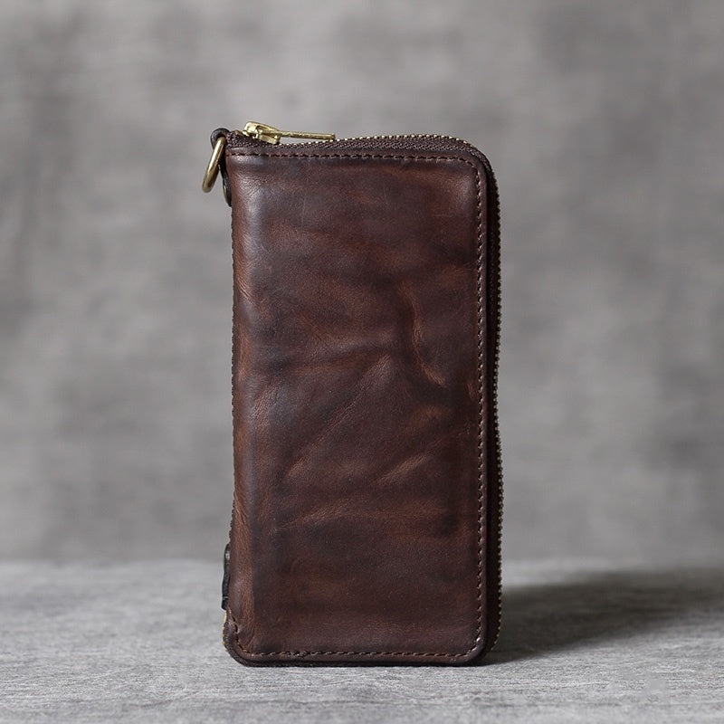 Italian Cowhide Long Wallet with Mobile Phone Bag for United States Buyers - That Time Travelled From Your Granddad’s