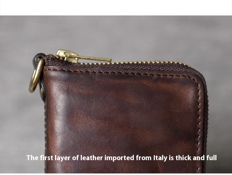 Italian Cowhide Long Wallet with Mobile Phone Bag for United States Buyers - That Time Travelled From Your Granddad’s
