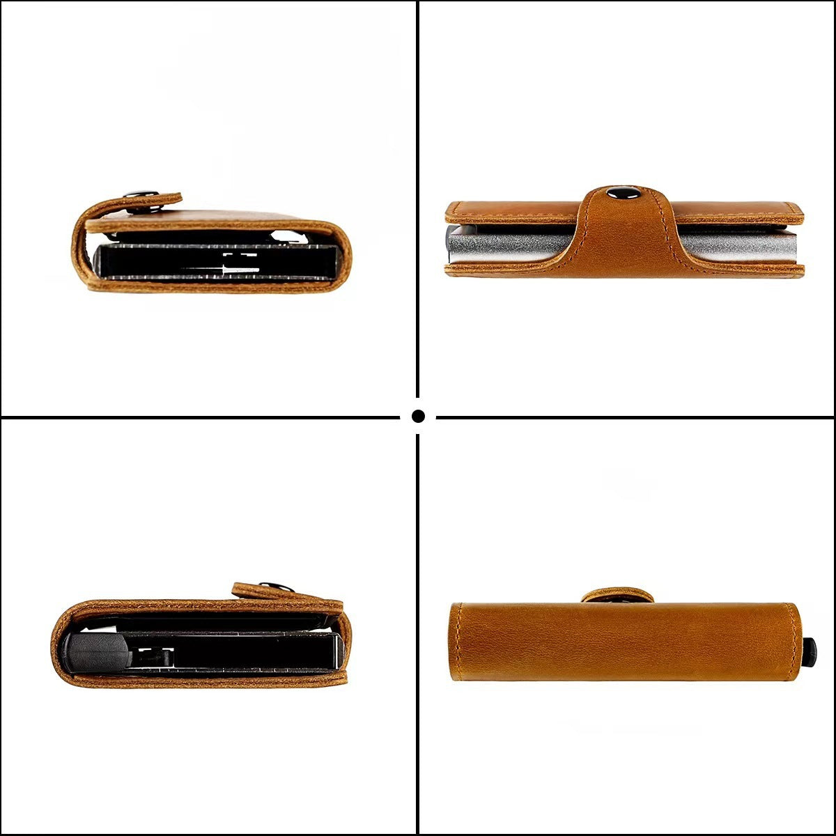 Italian Cowhide Storage Box with USB Interface in Black Coffee Brown - Vintage Crazy Horse Wallets Made from Imported