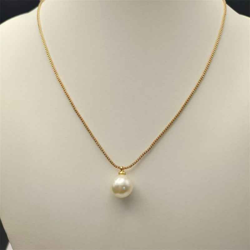 United States Pearl Pendant Necklace with Mother of Shell in Silver or Gold - Japanese Korean Oval united states chf