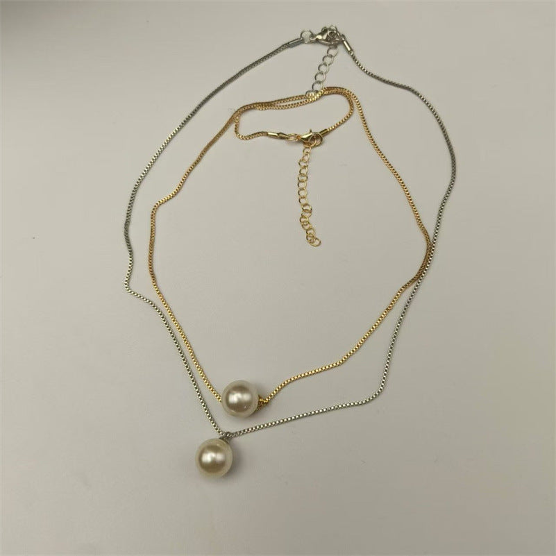 Japanese And Korean Style Oval Artificial Pearl Pendant Ins Light Luxury High-grade Necklace - Japanese Korean Oval