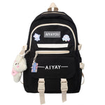 Large Capacity Backpack with Polyester Letters and Badge Pendants for United States - Bagging It: in Light Green large
