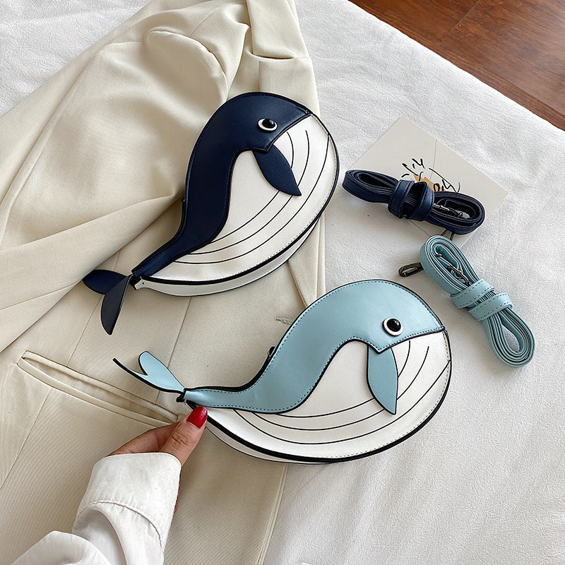 Japanese Cute Cartoon Whale Crossbody Bag with Dancing Design - Teleplus japanese cute cartoon dancing whale crossbody